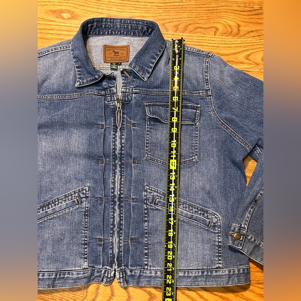 Vintage Y2K Lauren Jeans‎ Co Ralph Lauren Denim Zip Front Stretch Jean Jacket 2X - Picture 4 of 13